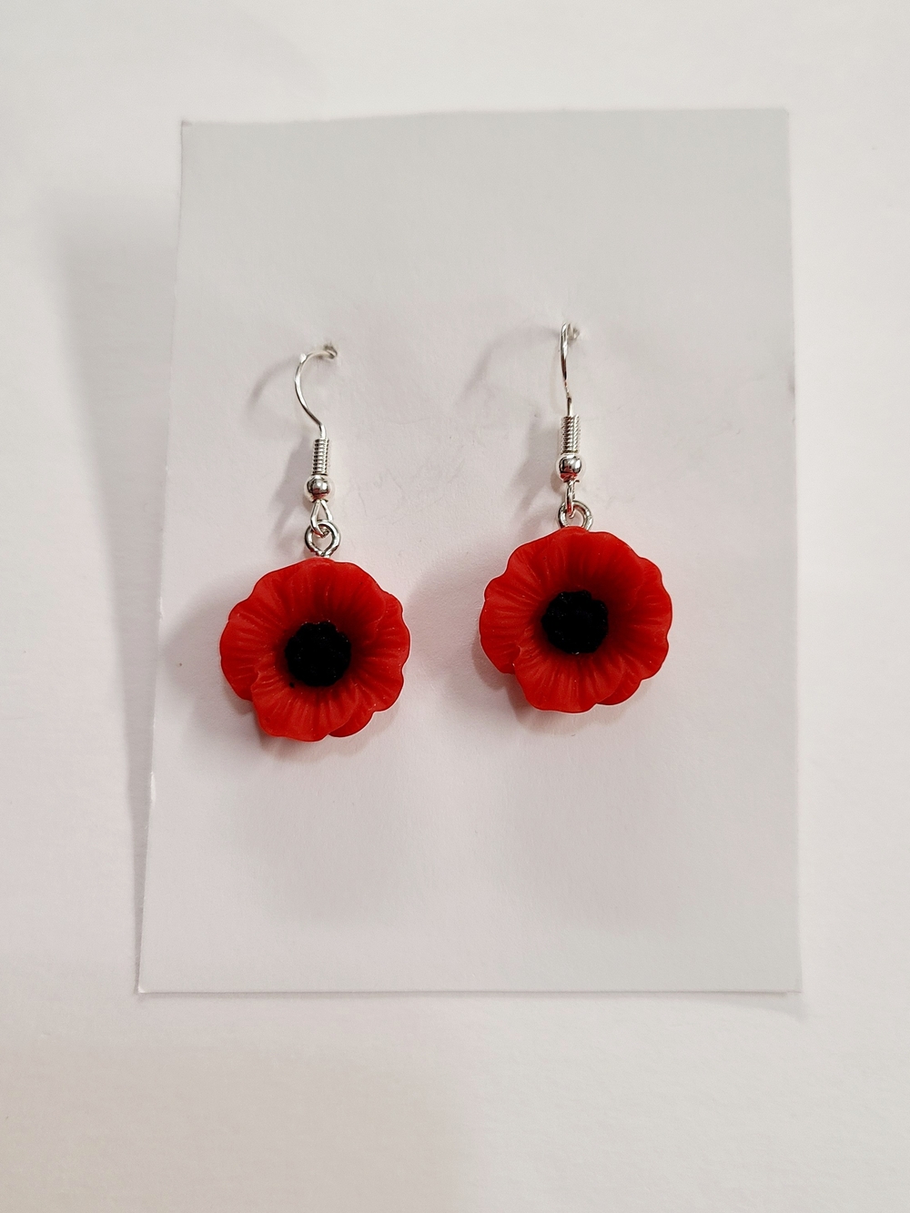 Red Poppy Flower Drop Earrings - Women Jewelry